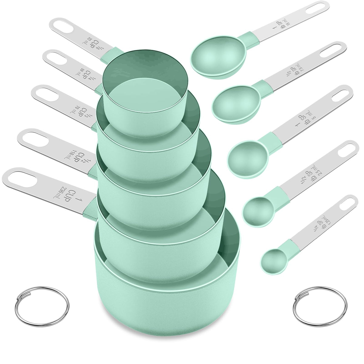 Measuring Cups and Spoons Set, 10-Piece with Stainless Steel Handles, Pink