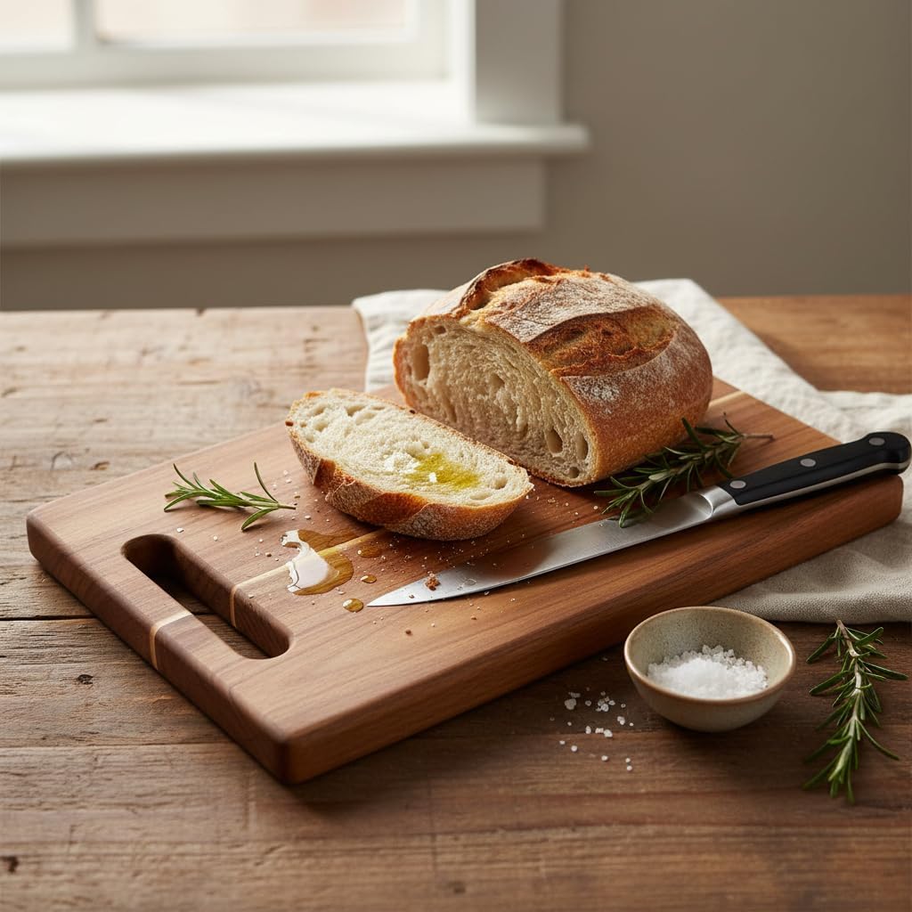 Small Acacia Wood Cutting Board with Handle, Wood Cutting Board for Kitchen