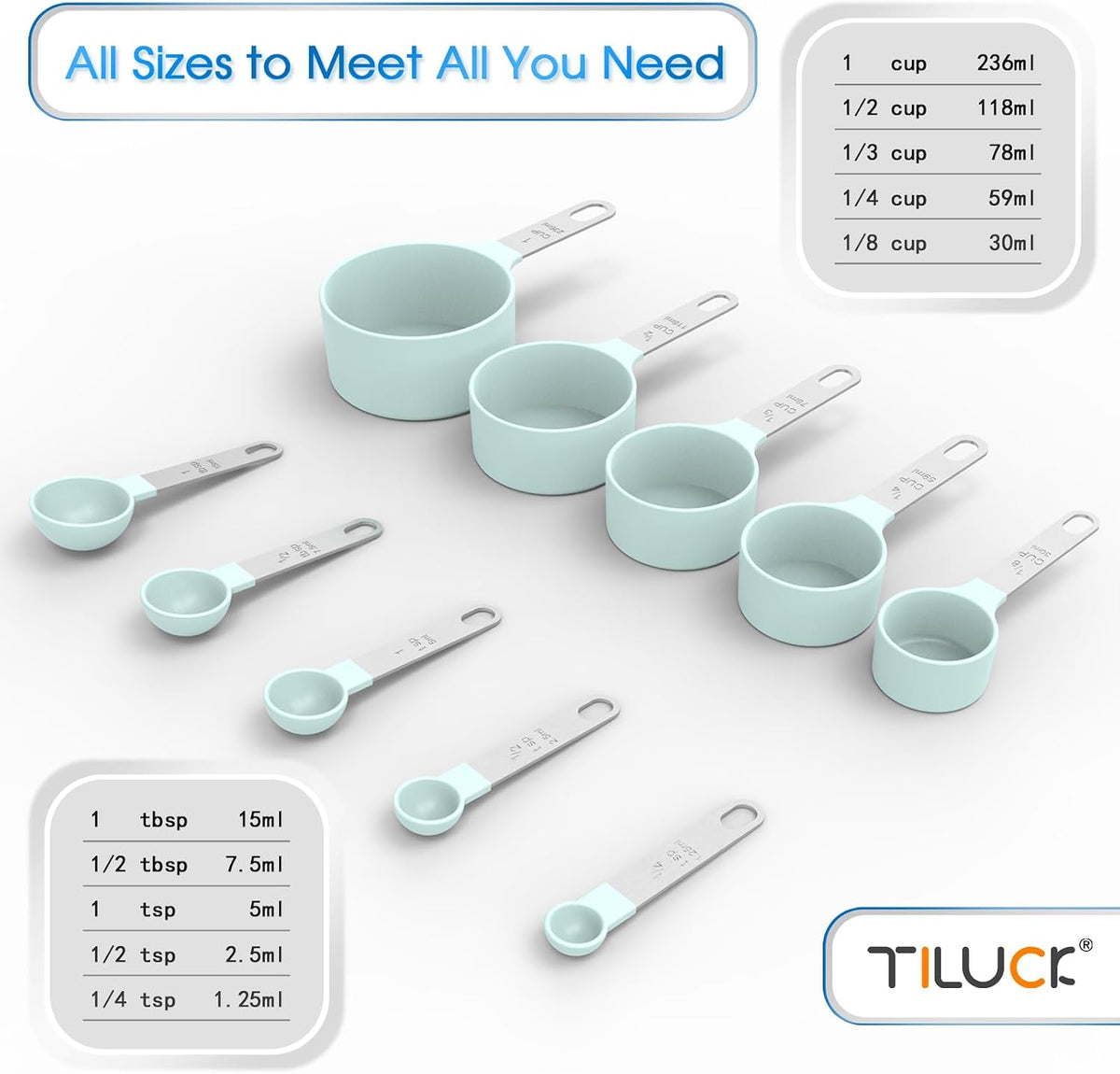 Measuring Cups & Spoons Set, Stackable Cups and Spoons