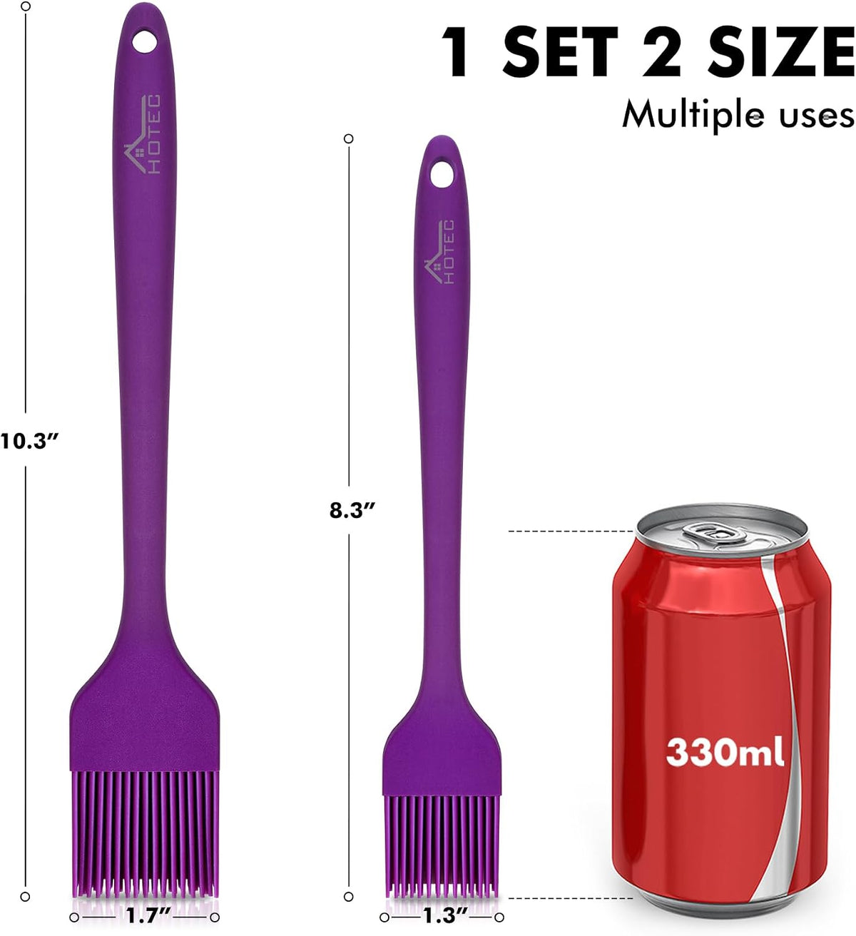 HOTEC 600°F Heat Resistant Silicone Basting &Pastry Brushes, Purple 2