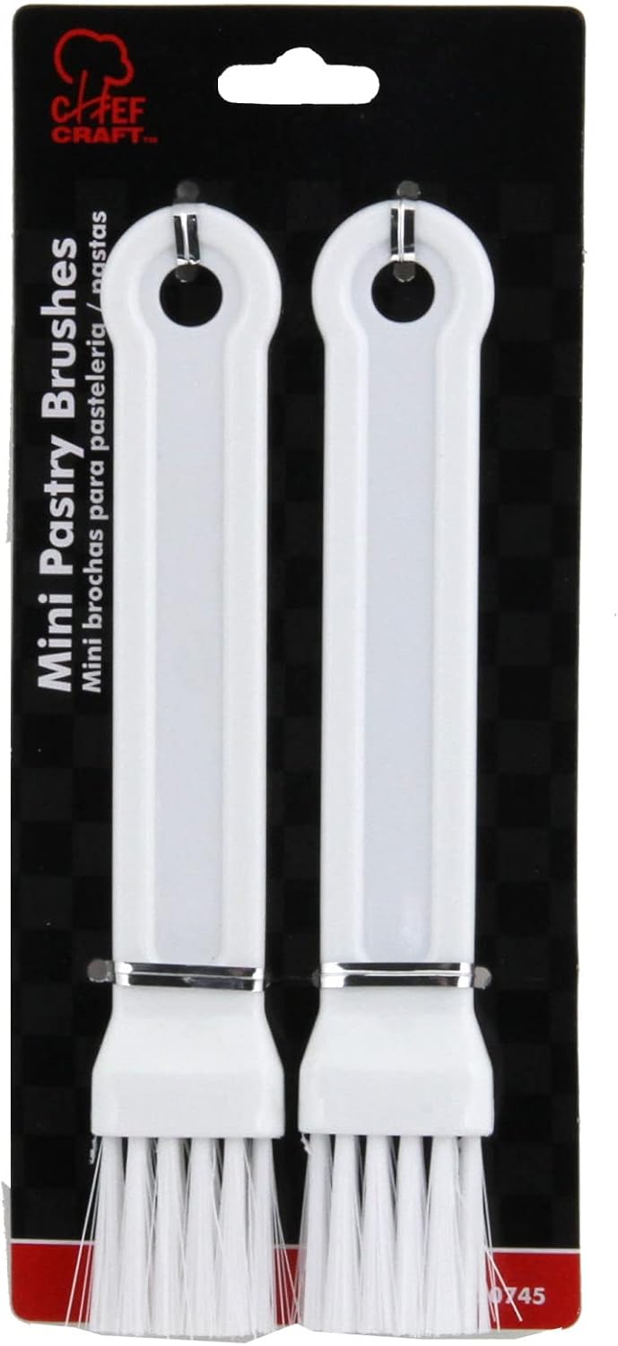 Chef Craft Select Plastic Mini Pastry Brush, 7 inches in length 1 inch width 2 piece set, White