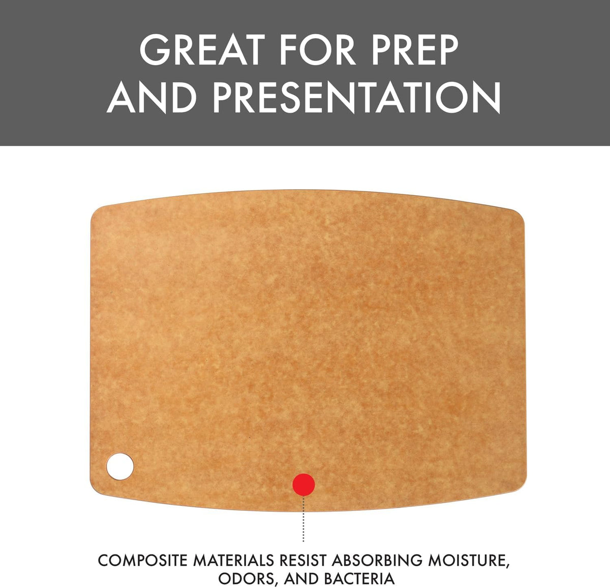 Dexas Natural Fiber Composite Cutting Board, Dishwasher Safe, Knife Friendly Kitchen Prep Board, 8 x 5.875 Inch
