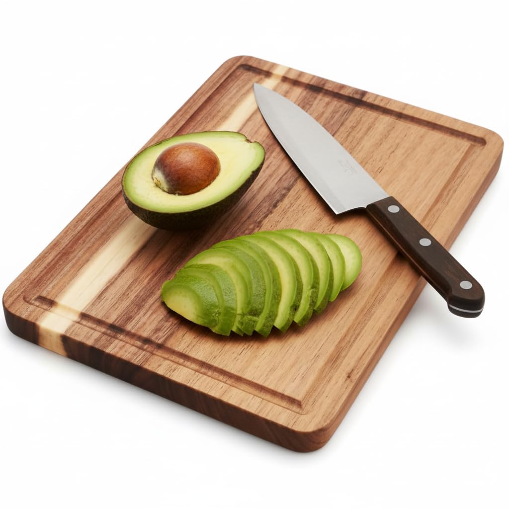 Small Bamboo Cutting Boards with Juice Groove (11" x 7.8"), No Toxic Wooden Chopping Board for Kitchen, Charcuterie Board, Wooden Cutting Board for Meat, Cheese, Fruits, and Vegetables