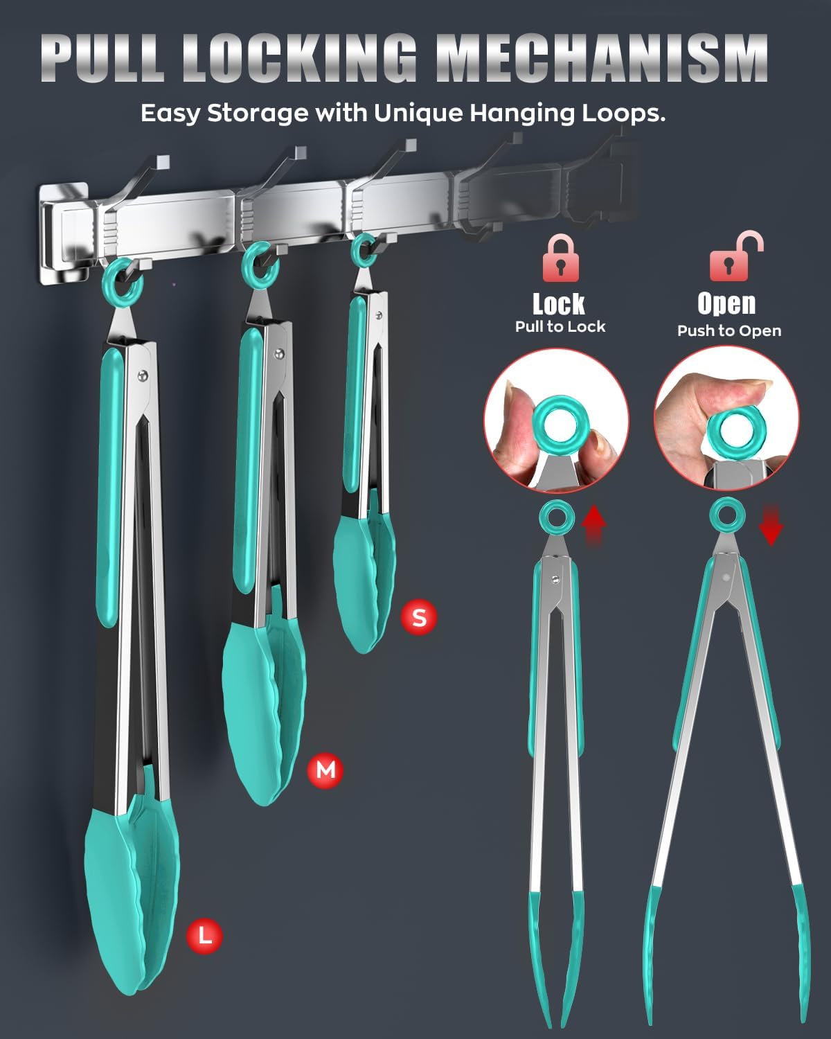 Good Grip Cooking Tongs with Silicone Tips, Set of 3-7" 9" and 12"