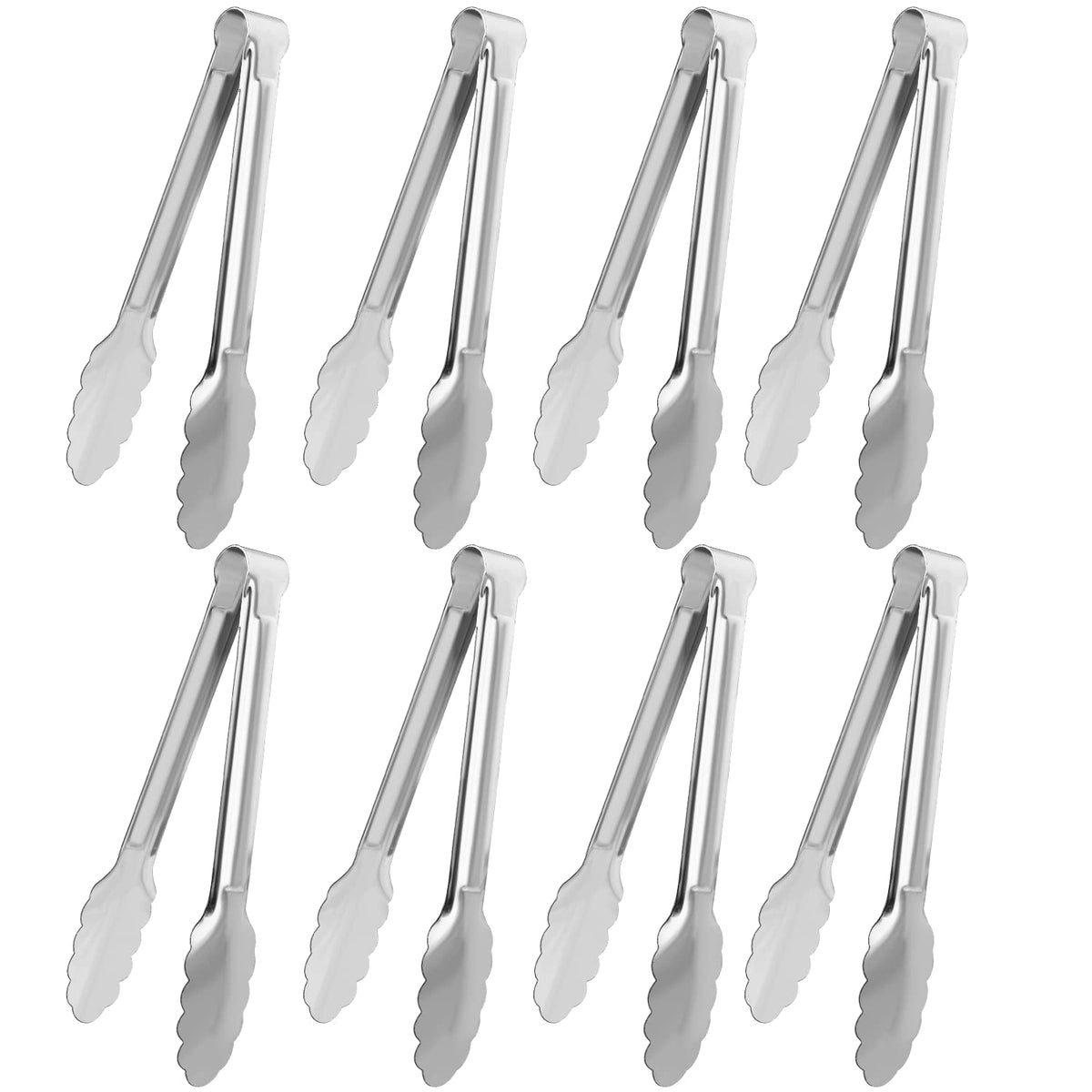 8 Pack Serving Tongs XEVOM Kitchen Tongs,Buffet Tongs, Stainless Steel Food Tong Serving Tong,small tongs (7inch)