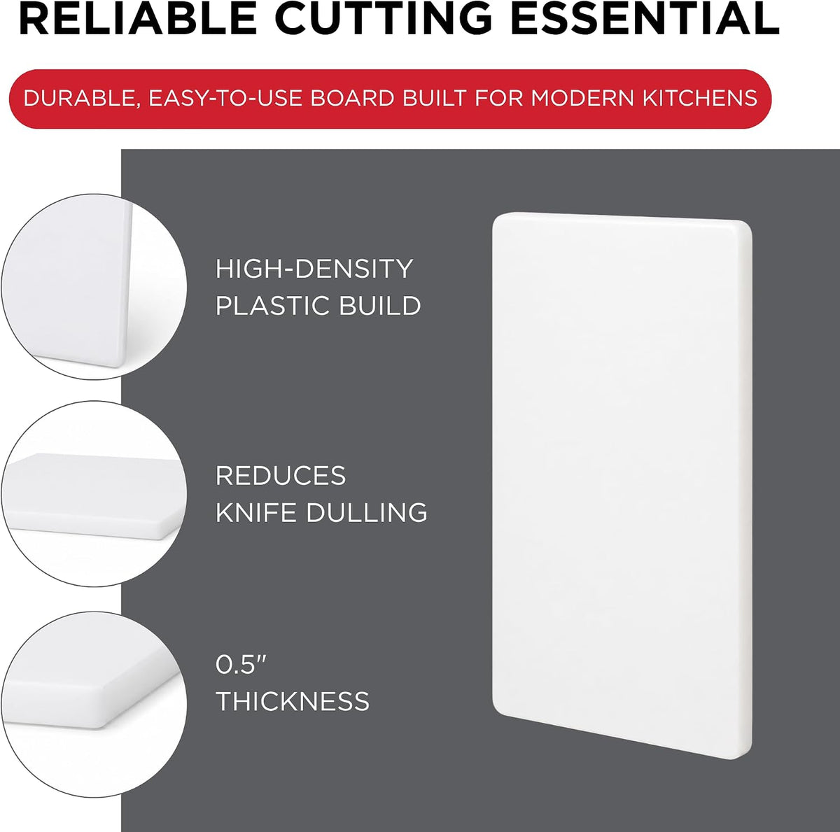Winco 6" x 10" White Heavy-Duty Plastic Cutting Board
