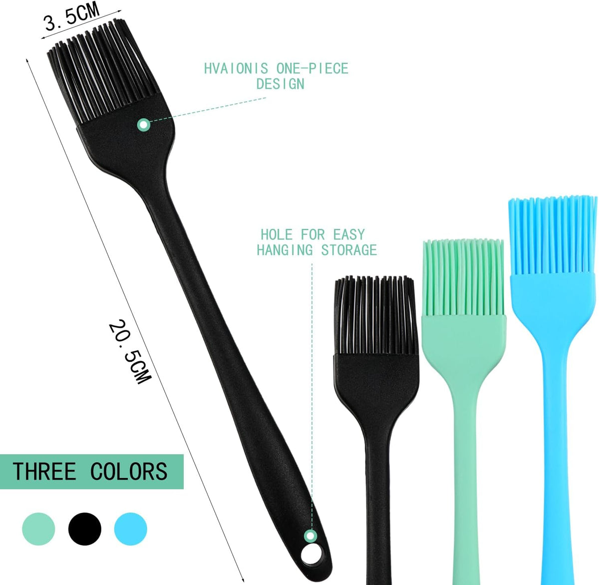 3 Pcs Silicone Basting Pastry Brush Heat Resistant Cooking Brush Food Brush Silicone Brush Cooking Oil Brush Spread Oil Butter Sauce for BBQ Grill Baking Kitchen Cooking Dishwasher Safe Multicolor