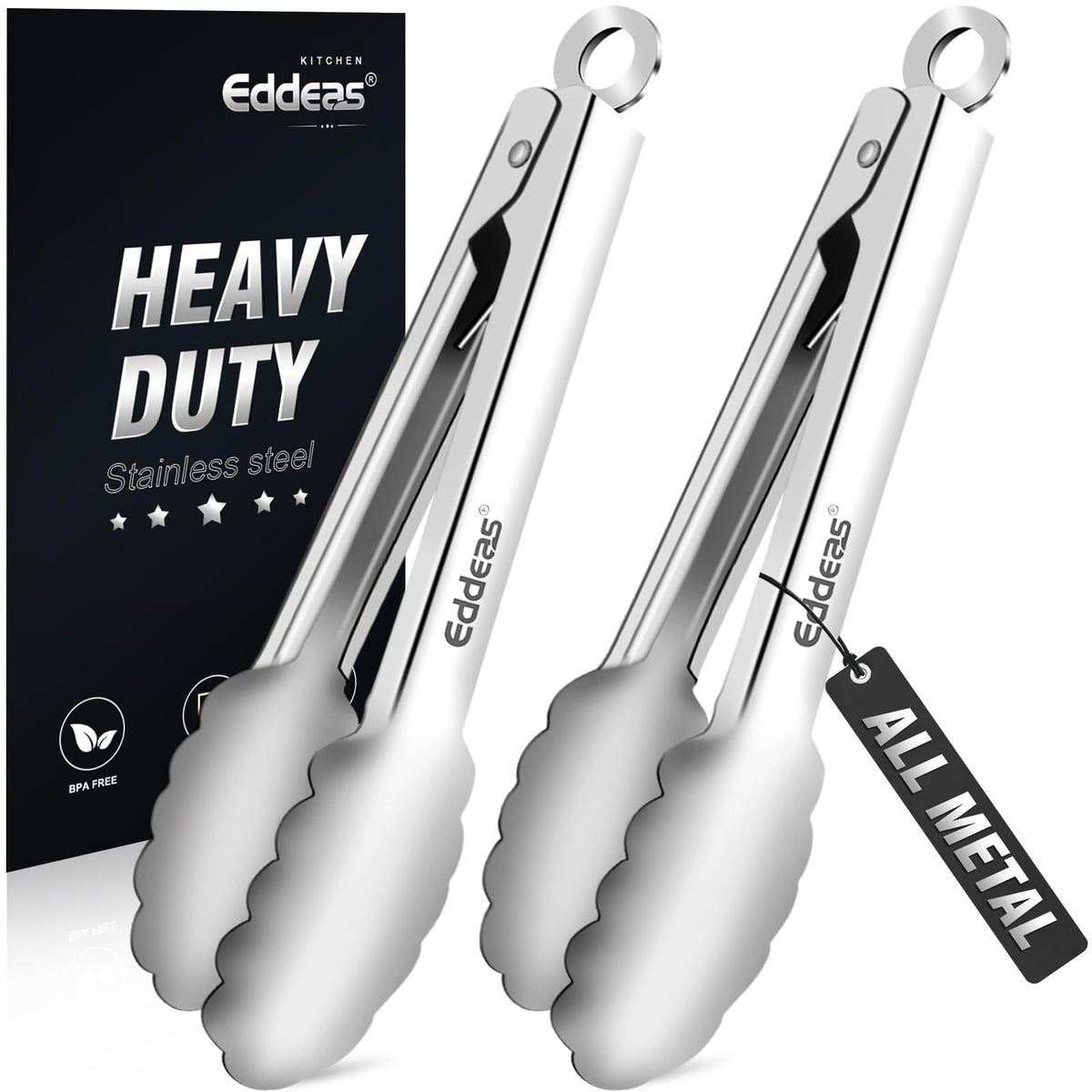 Metal Tongs For Cooking Up To 600°F Kitchen Tongs 2PCS - 9", 12 inch