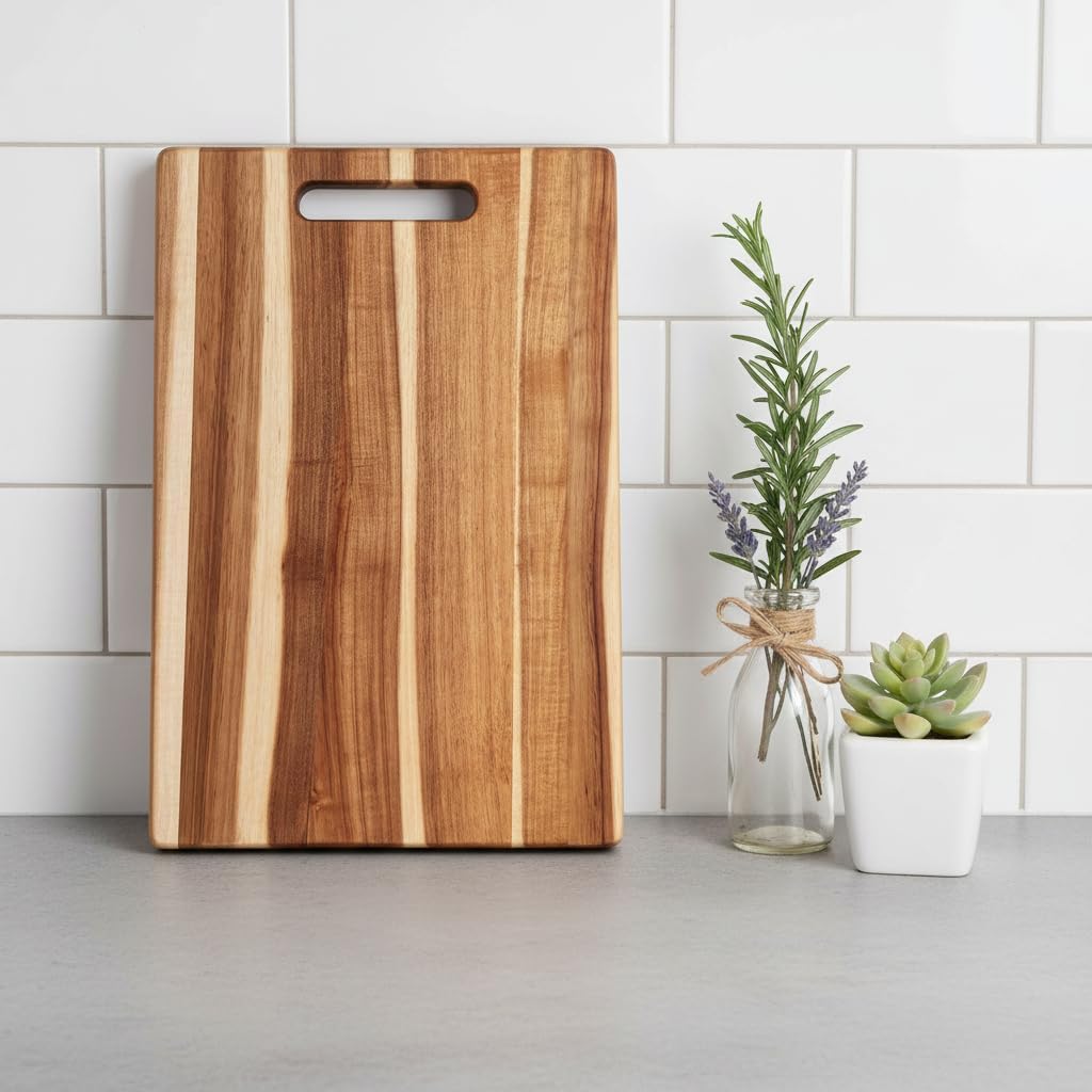 Small Acacia Wood Cutting Board with Handle, Wood Cutting Board for Kitchen