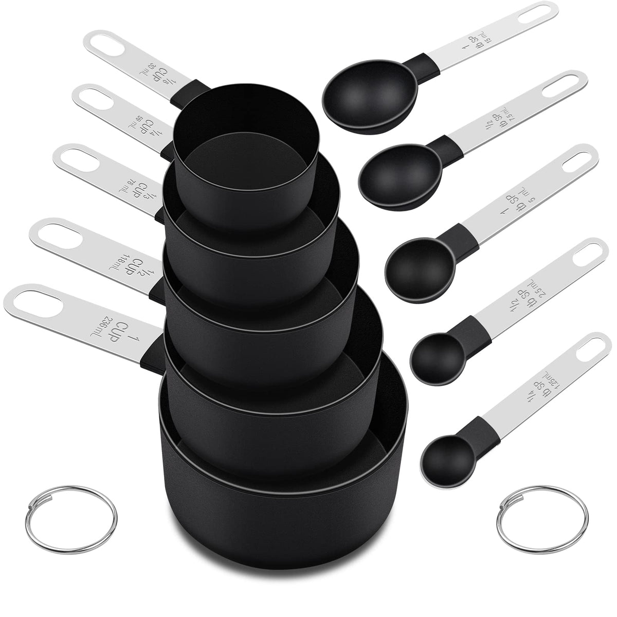 Measuring Cups and Spoons Set, 10-Piece with Stainless Steel Handles, Pink