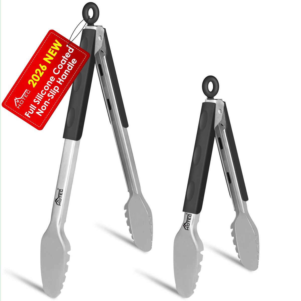 Hotec Tongs for Cooking Premium Stainless Steel Kitchen Tongs Set of 2-12"