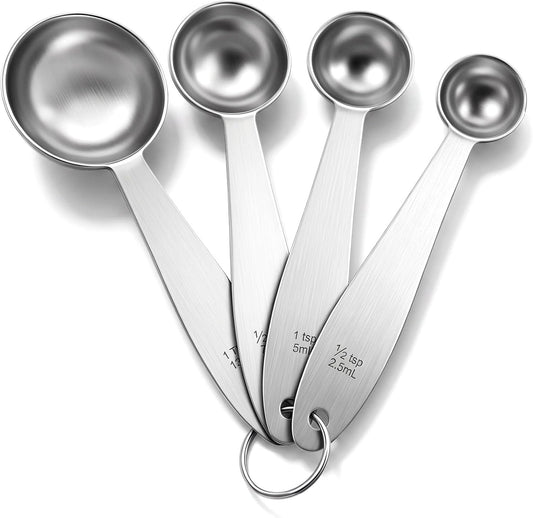 4 PCS Stainless Steel Measuring Spoons Set, Stackable for Baking