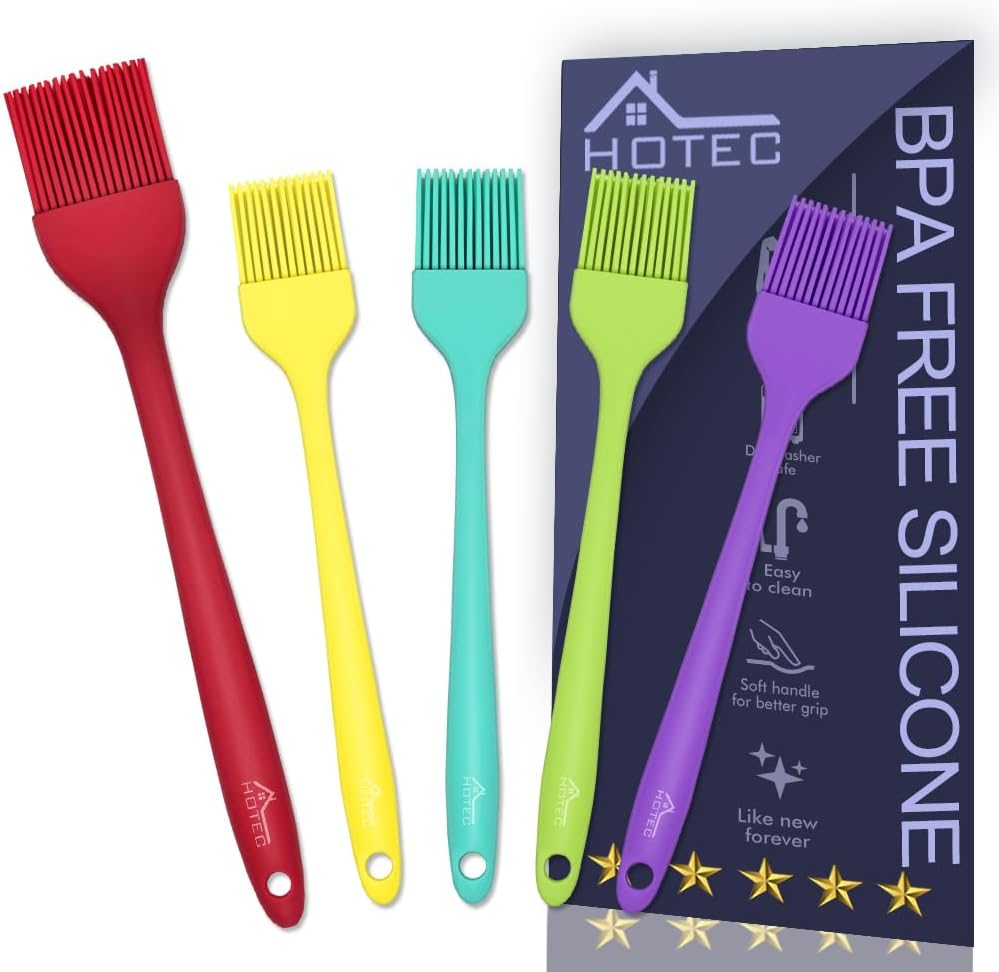 HOTEC 600℉ Heat Resistant Silicone Basting &Pastry Brush, Multicolor 5