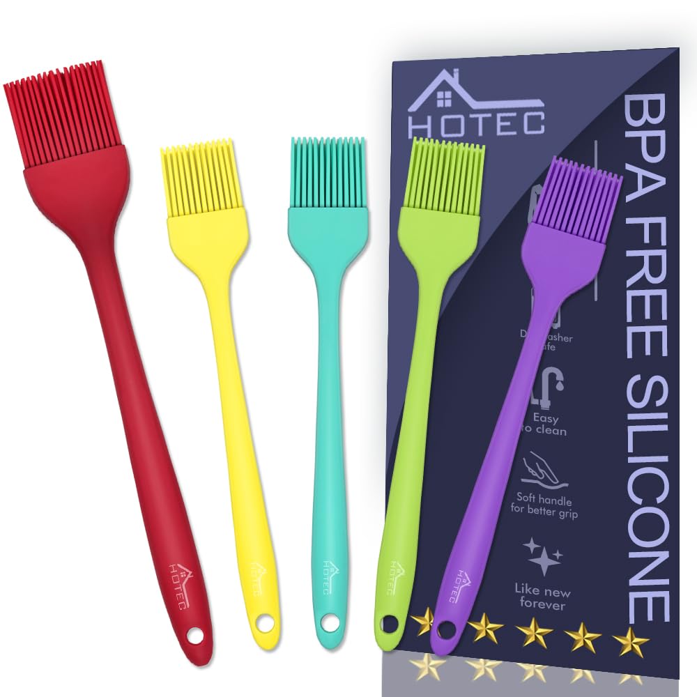 HOTEC 600℉ Heat Resistant Silicone Basting &Pastry Brush, Multicolor 5