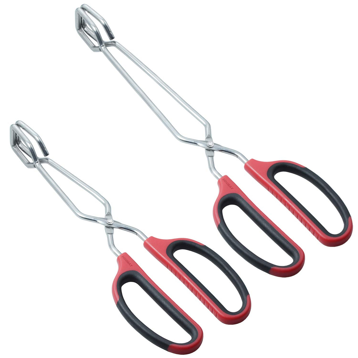 HINMAY Stainless Steel Scissor Tongs with Comfort-Grip Handle 12-Inch
