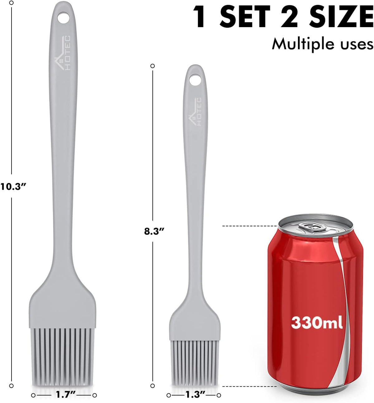 HOTEC Silicone Basting &Pastry Brushes, Grey 2