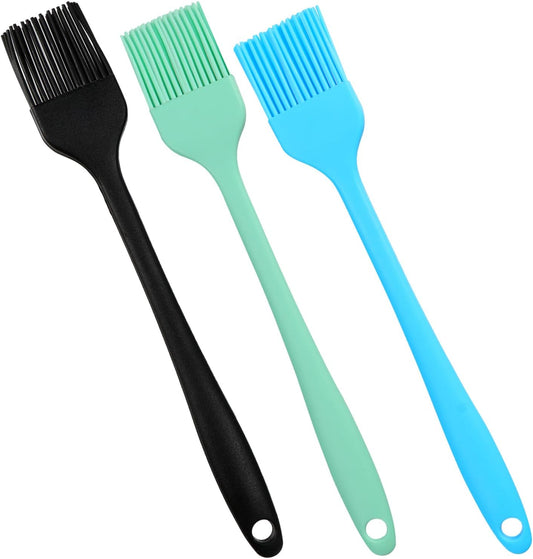 3 Pcs Silicone Basting Pastry Brush Heat Resistant Cooking Brush Food Brush Silicone Brush Cooking Oil Brush Spread Oil Butter Sauce for BBQ Grill Baking Kitchen Cooking Dishwasher Safe Multicolor
