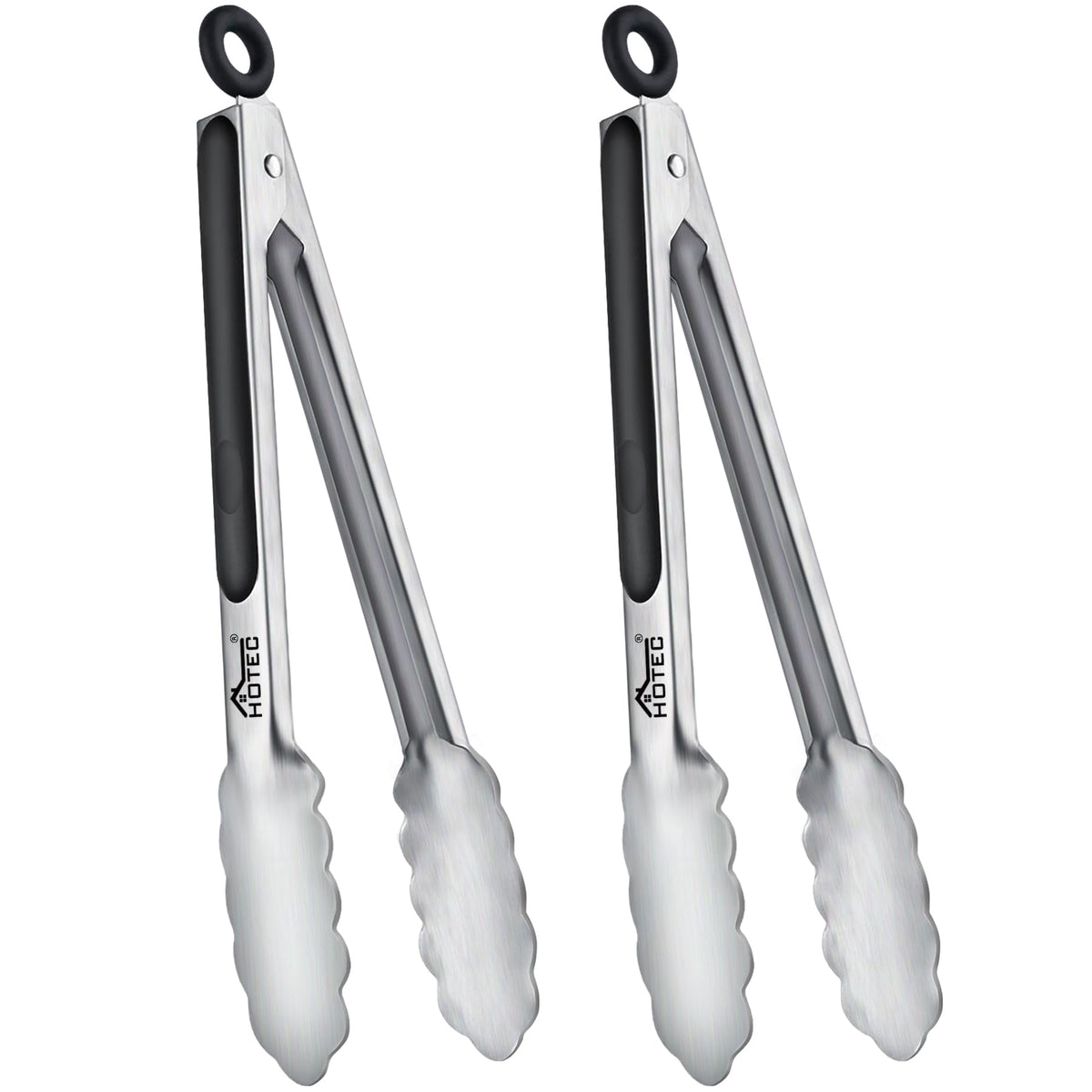 Hotec Tongs for Cooking Premium Stainless Steel Kitchen Tongs Set of 2-12"
