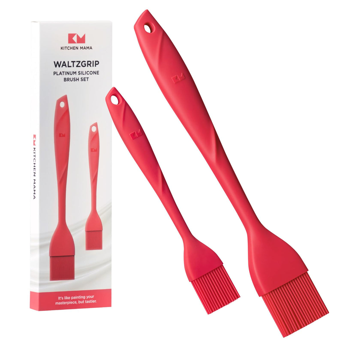 Kitchen Mama WaltzGrip Platinum Silicone Basting Pastry Brush, Metal Gray