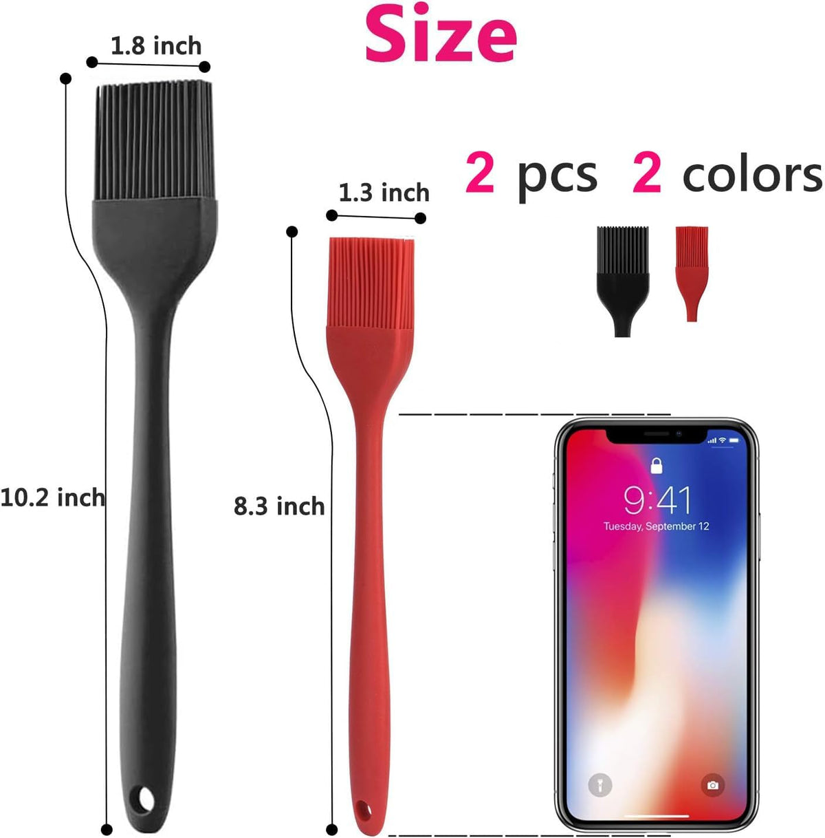 Hhyn Silicone Basting Pastry Brush Set 2 Pack