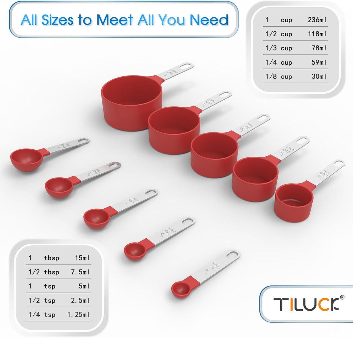 Measuring Cups & Spoons Set, Stackable Cups and Spoons