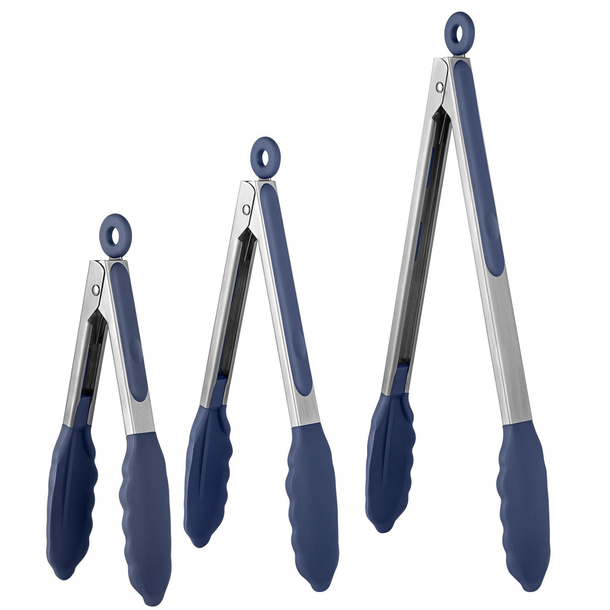 U-Taste Kitchen Tongs for Cooking, 600ºF Heat-Resistant, 3Pcs/Midnight Blue