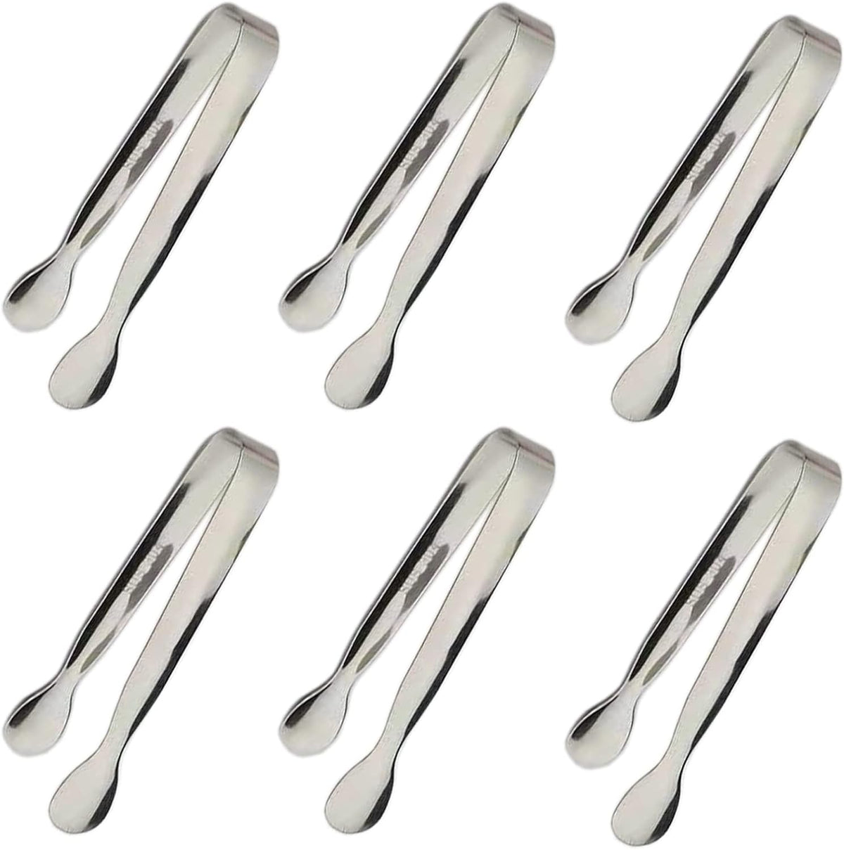 6PCS Ice Tongs Mini Sugar Tongs 4.25Inch Stainless Steel Kitchen Utensils Set,Small Serving Tong and Tiny Kitchen Tong for Appetizers,Tea Party, Coffee Bar, Desserts by Sunenlyst (Silver)