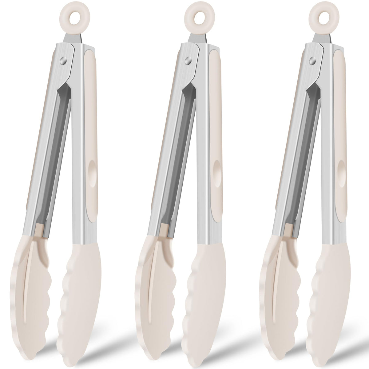 HOTEC Silicone Kitchen Tongs for Cooking, 9-Inch Serving Tongs, Set of 3