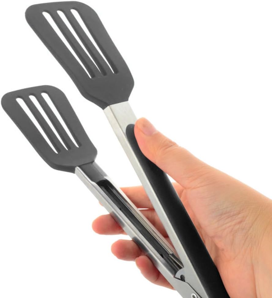 Cooking Tongs 9" and 12" Stainless Steel Kitchen Silicone Serving Tongs