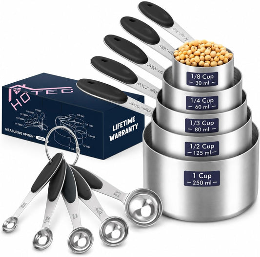 HOTEC 10-Pack Measuring Cups &Spoons Set, Black