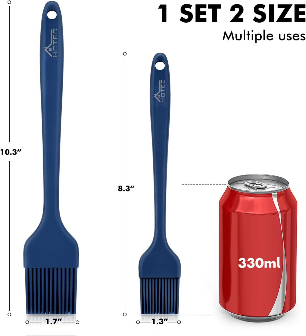 HOTEC Silicone Basting &Pastry Brushes BPA Free, Classic Blue 2