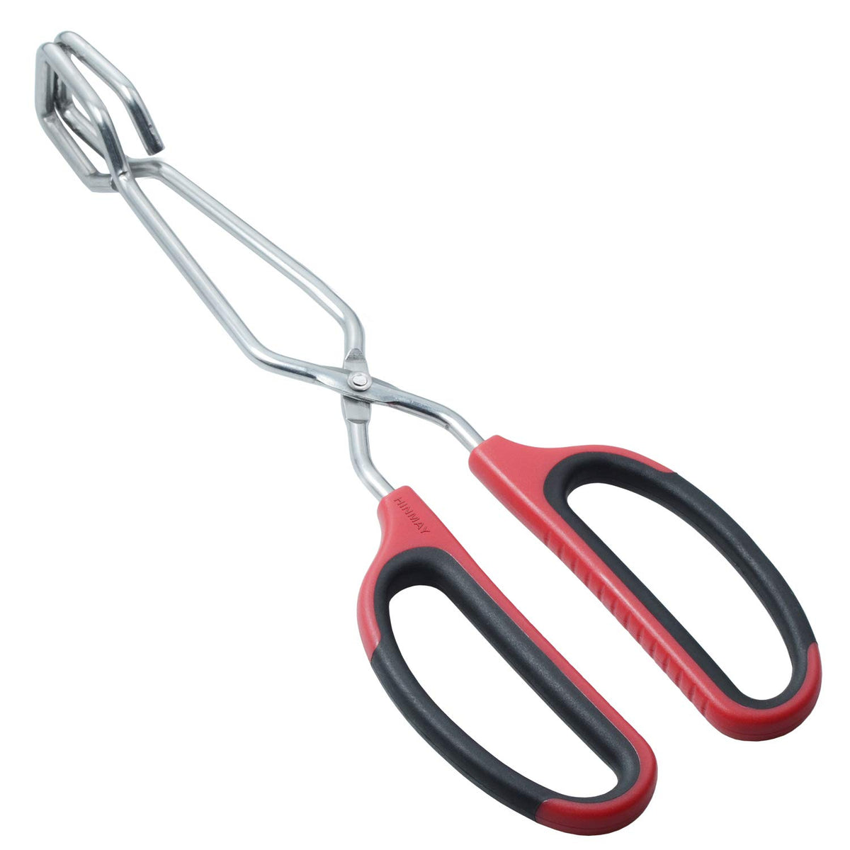 HINMAY Stainless Steel Scissor Tongs with Comfort-Grip Handle 12-Inch