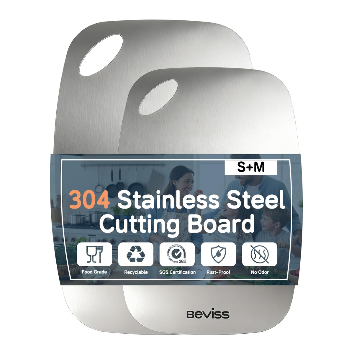 304 Stainless Steel Cutting Board Non-Toxic, 11.45" x 8.15" x 0.047"