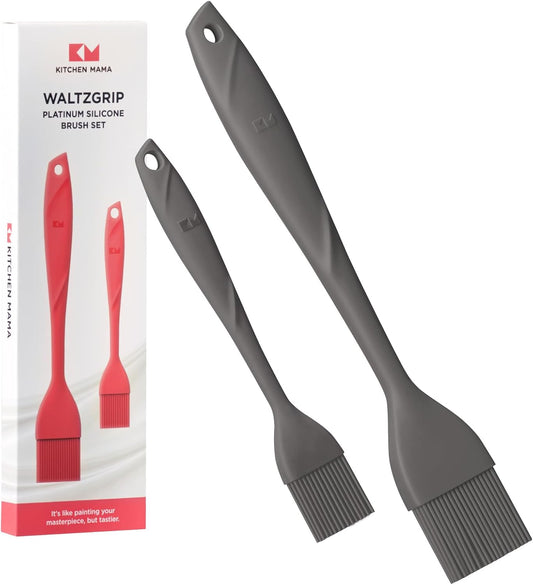 Kitchen Mama WaltzGrip Platinum Silicone Basting Pastry Brush, Metal Gray