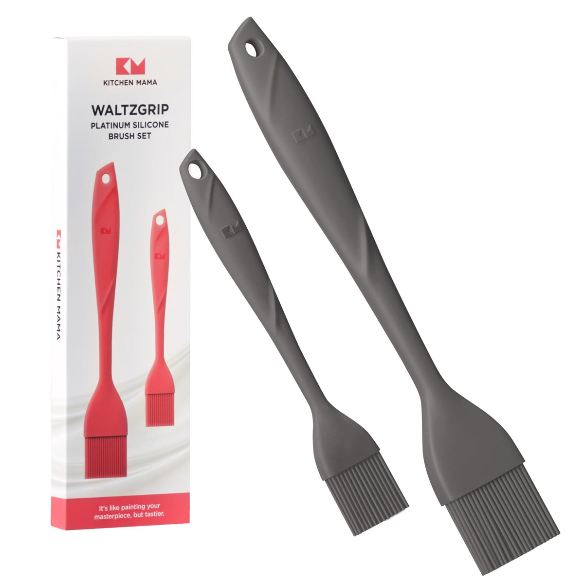 Kitchen Mama WaltzGrip Platinum Silicone Basting Pastry Brush, Red