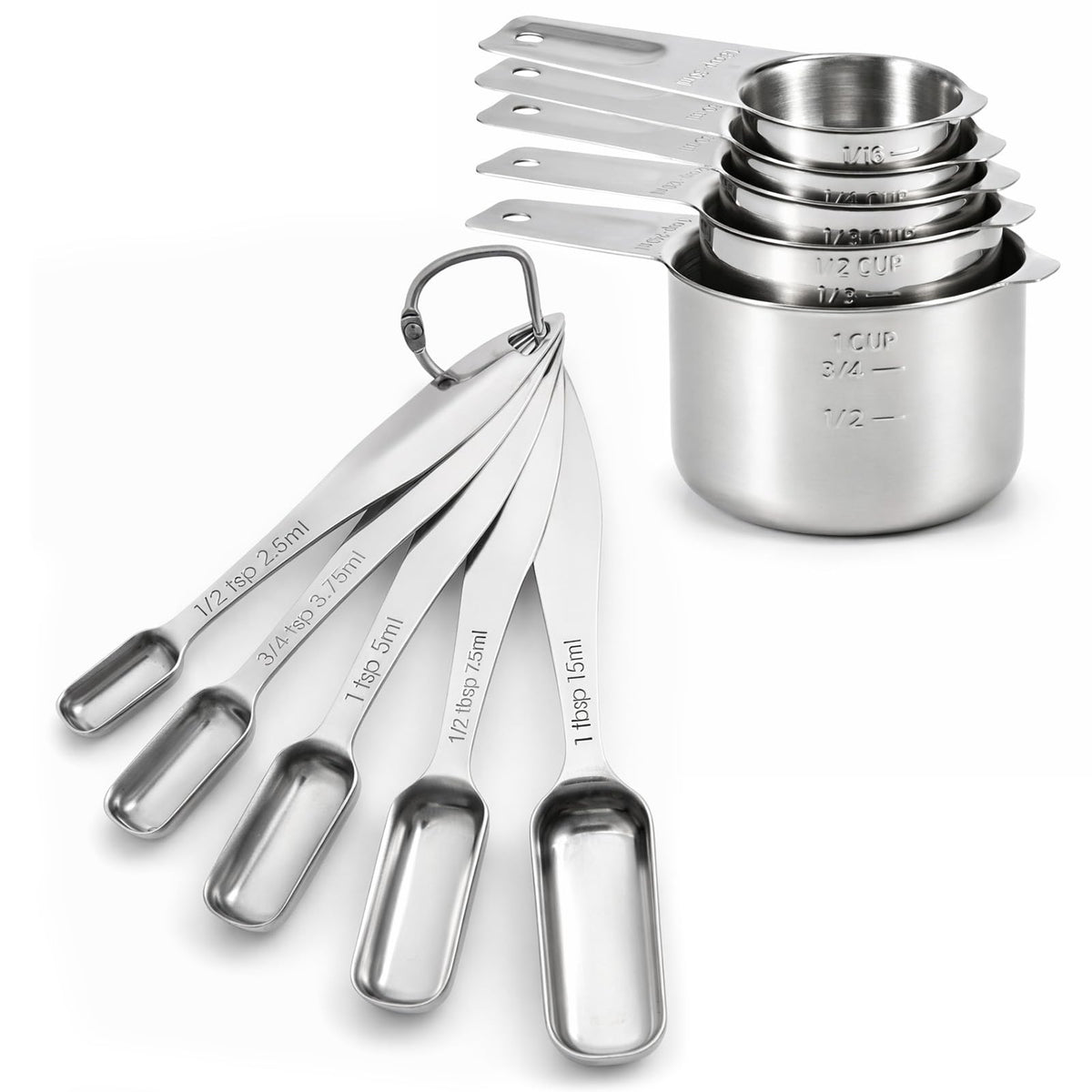 FANGSUN Stainless Steel Measuring Spoons Set of 10, Narrow Design