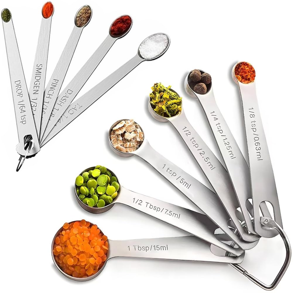 14PCS Measuring Spoons Set, 1 tbsp, 1/2 tbsp, and 1-1/16tsp Stainless Steel Measuring Spoons for Cooking Baking Spice Jars and Liquid Ingredients