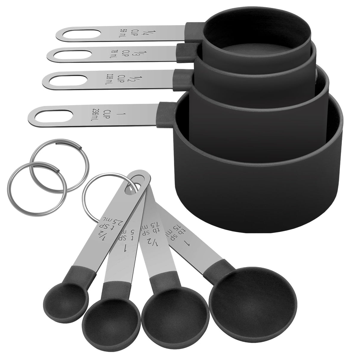 Measuring Cups Set Measuring Spoons Set, Nesting Measure Cups with Stainless Steel Handle, For Measuring Dry and Liquid Ingredients Small Teaspoon with Plastic Head (Mint Green)