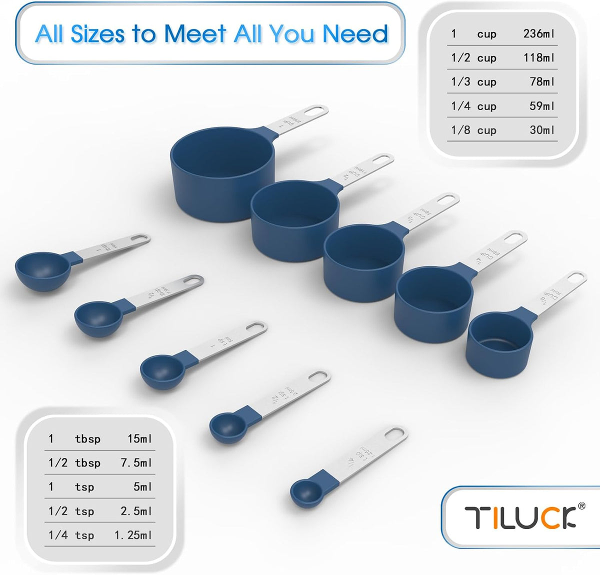 Measuring Cups & Spoons Set, Stackable Cups and Spoons