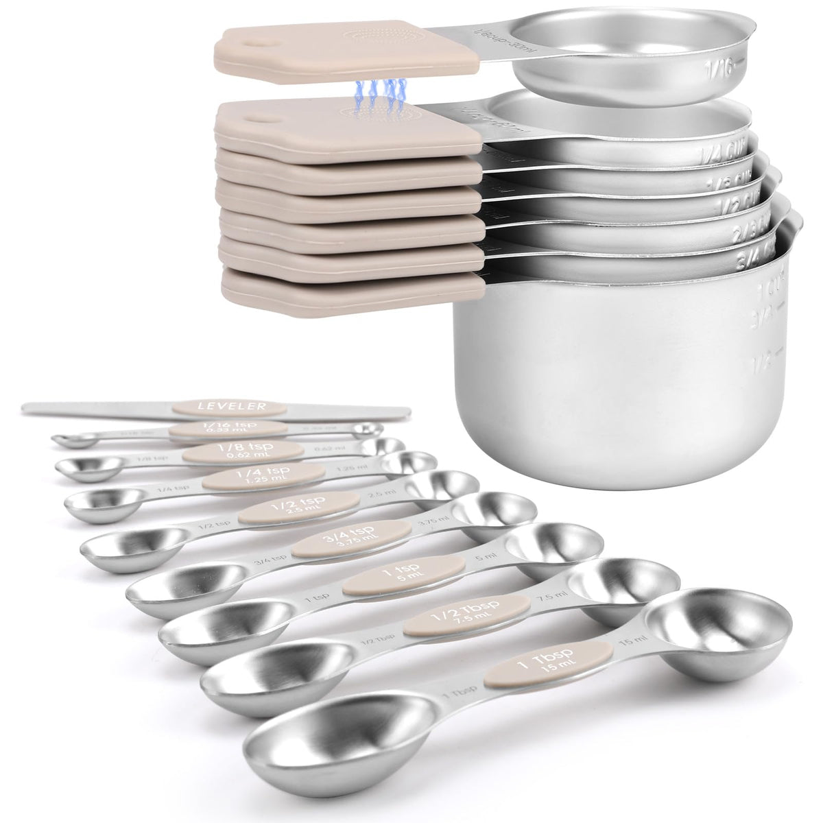 Magnetic Measuring Cups and Spoons Set-Heavy Duty 304 Stainless Steel