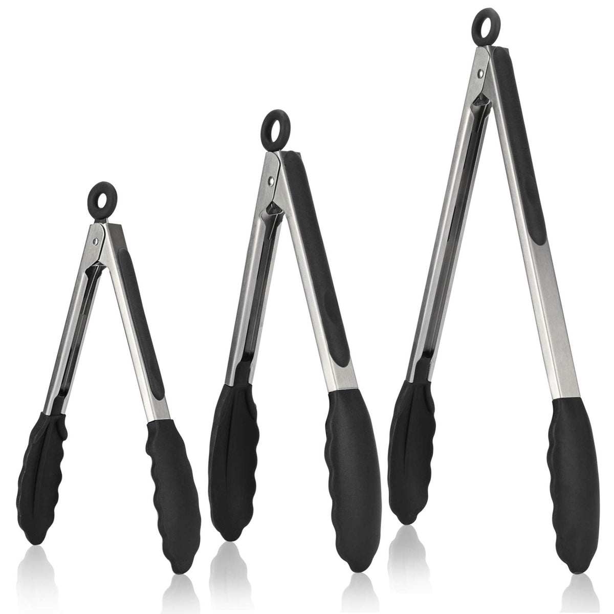 U-Taste Kitchen Tongs for Cooking, 600ºF Heat-Resistant, 3Pcs/Midnight Blue