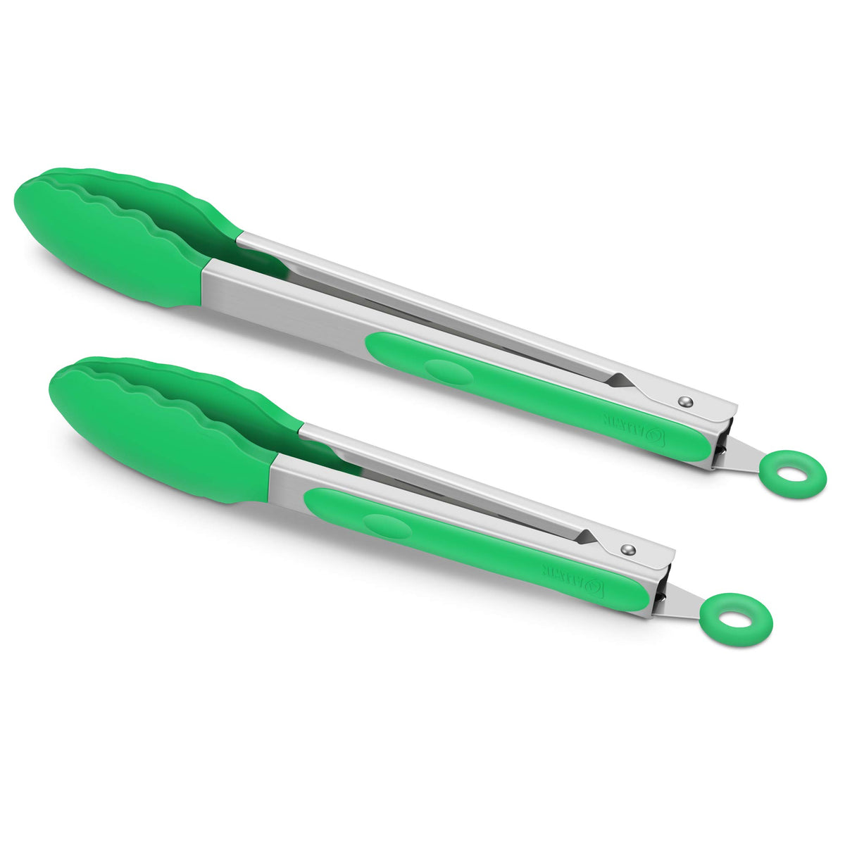 2 Pack Silicone Kitchen Tongs, 9 & 12 Inch, Stainless Steel, Black