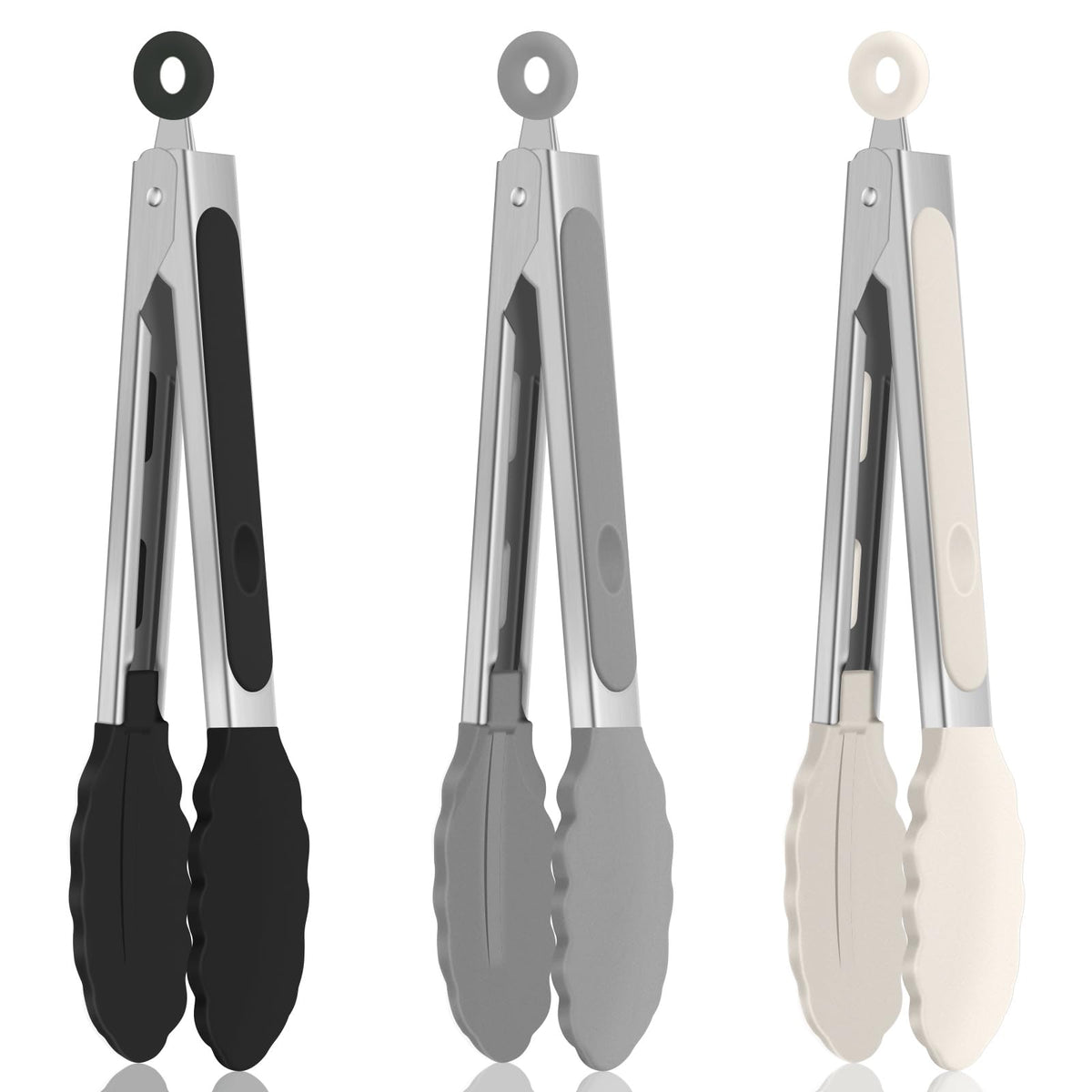 Tongs for Cooking, Stainless Steel Kitchen Tongs with Silicone Tips