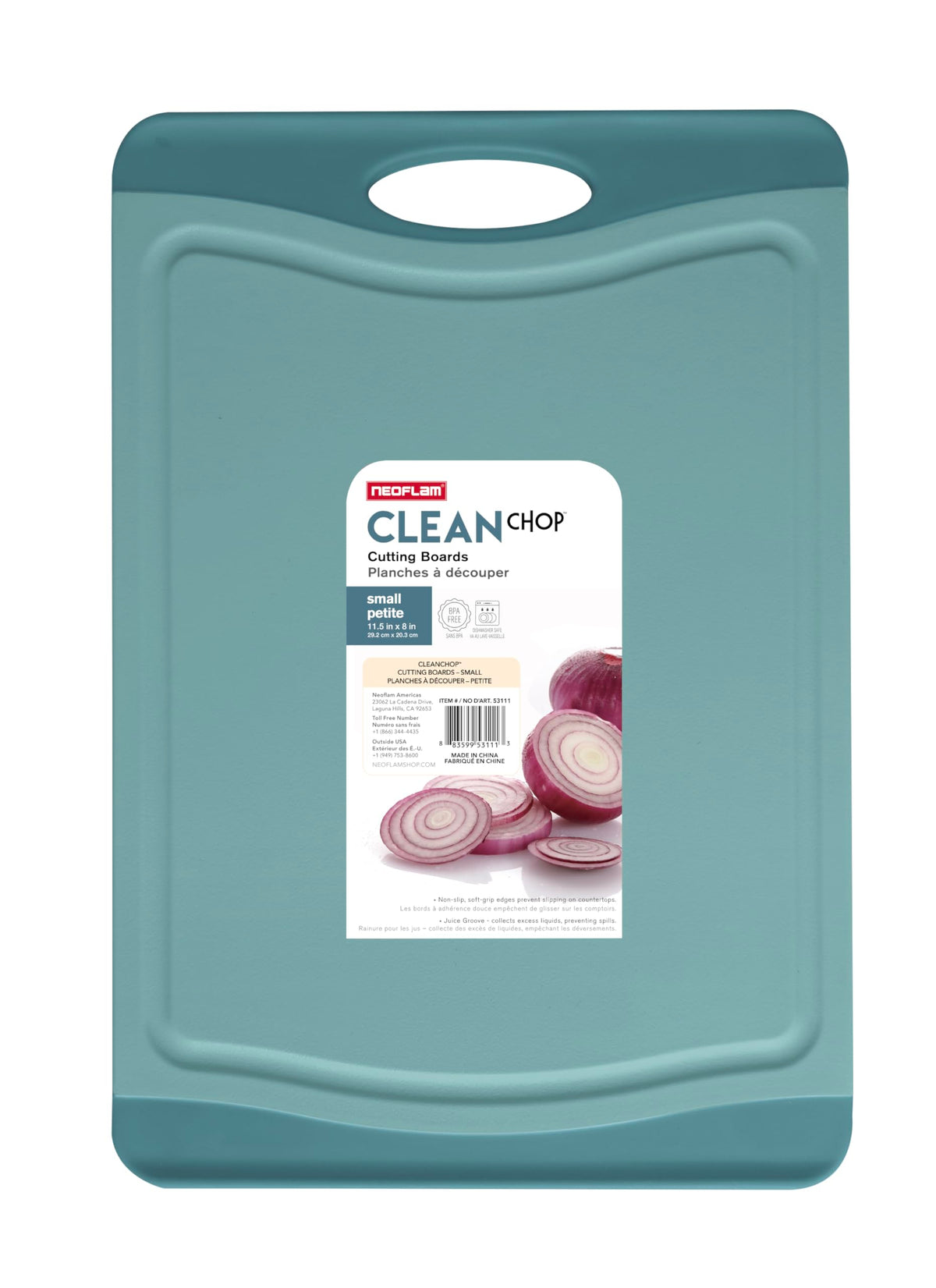 Neoflam Flutto Poly Cutting Board - Purple, Durable Plastic, Knife-Scratch Resistant, Large Handle, Kitchen Essential (11.5 x 8 x 0.4 inches)