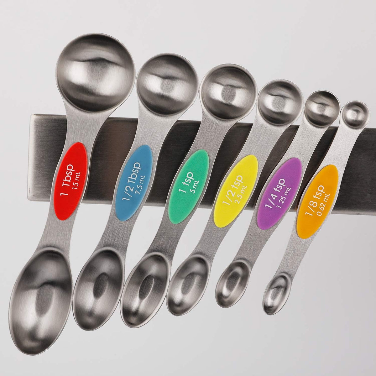 Magnetic Measuring Spoons Stainless Steel Dual Sided Teaspoons Tablespoons