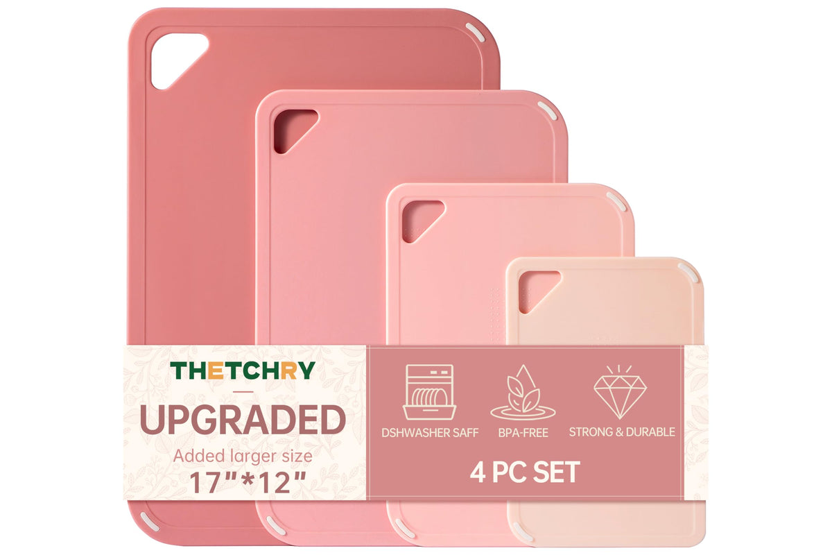 THETCHRY Plastic Cutting Board Set of 3, Pink Cutting Board for Kitchen