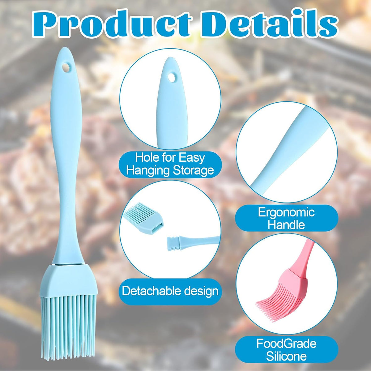 Yuanchu 5 Pcs Silicone Basting Brush, Pastry Brushes Heat Resistant BPA Free