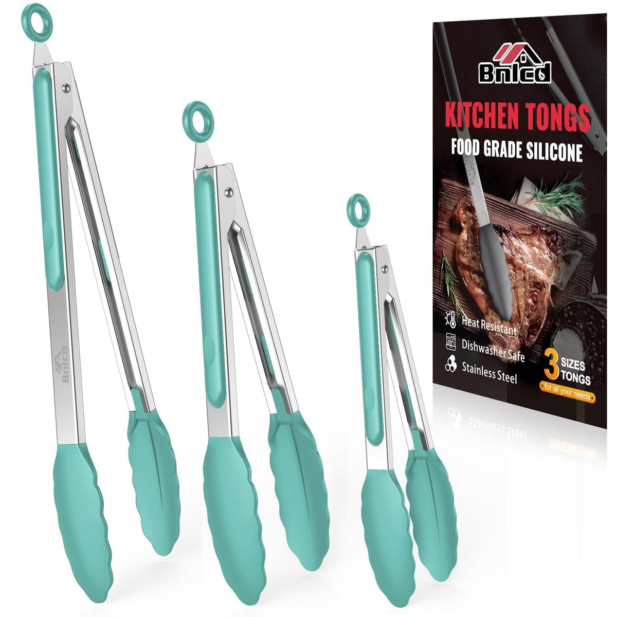 Good Grip Cooking Tongs with Silicone Tips, Set of 3-7" 9" and 12"