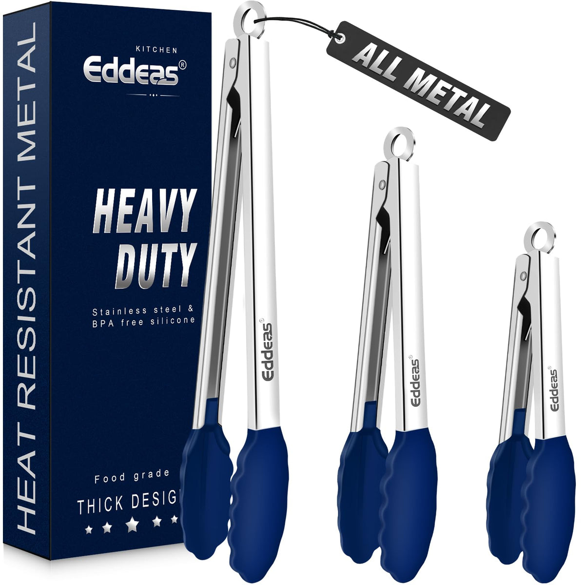 Tongs For Cooking Up to 600 °F Metal Kitchen Tongs 3PCS 7,9,12 Inch