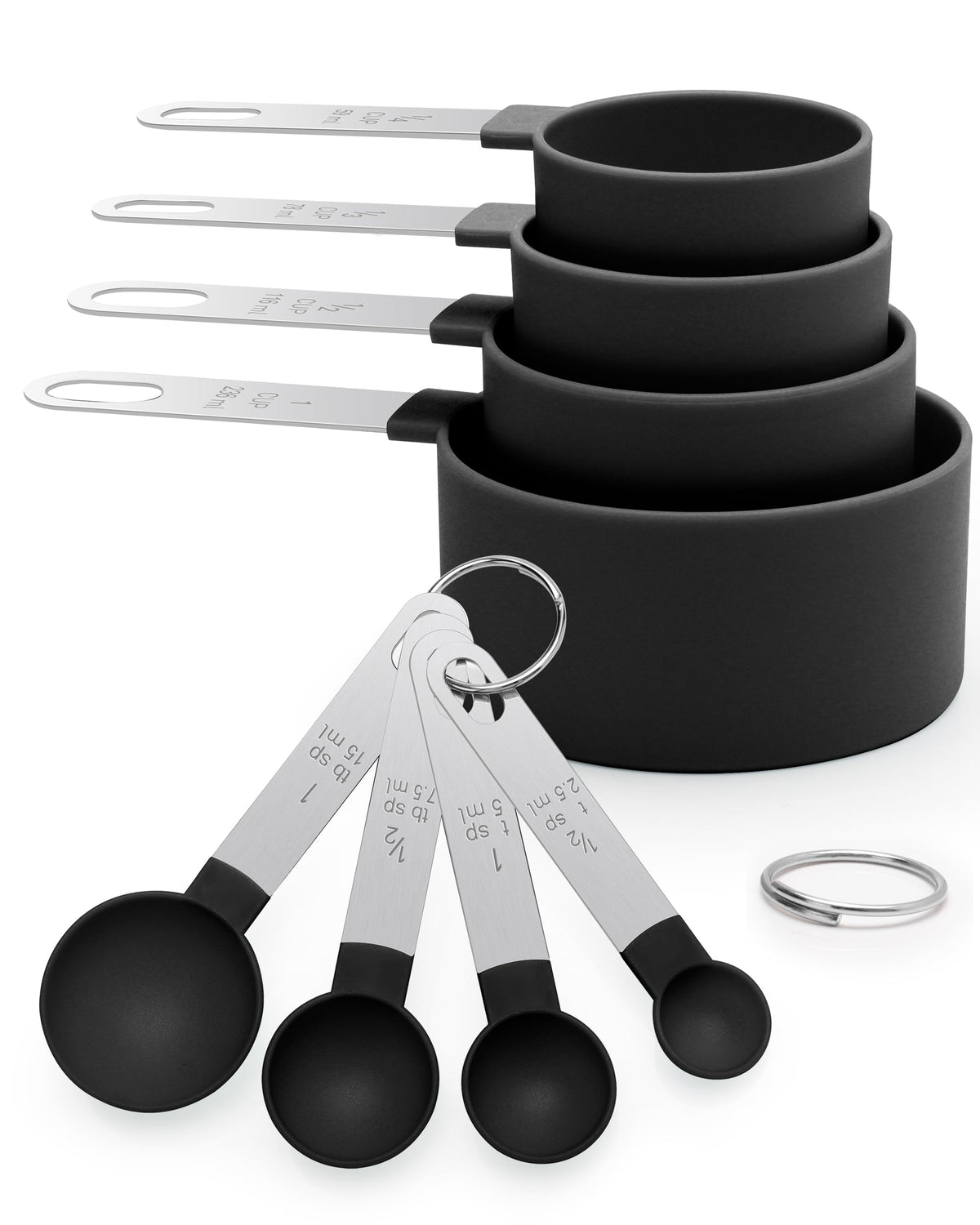 Measuring Cups and Spoons Set of 8 Pieces, nesting measuring cups for Measuring Dry or Liquid Ingredients, Stainless Steel Handle, Kitchen Gadgets for Cooking & Baking